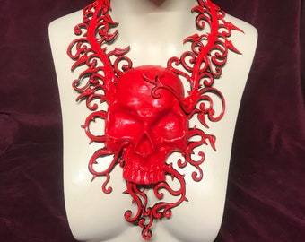 Red Vine Skull Latex Necklace