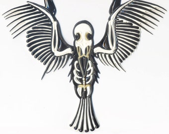 Gothic Bird Skeleton Latex Necklace “Prey”