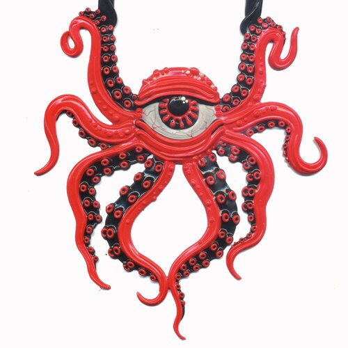 【DESCENDANT×Raregem】OCTOPODS POUCH Eight Legged Octopus Cyclops “conch”handmade Latex Necklace