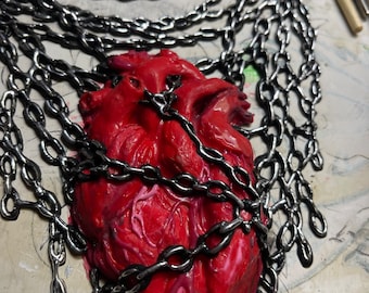 Chained Heart Necklace l Anatomical Heart| Realistic/Lifelike Wearable Art Collectors Item| Limited Run l Release Special Listing