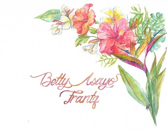 Name Art Template "Aloha Flowers" | Personalized Baby Name | Custom Nursery Art | Customized Drawing with Your Name | 8x10