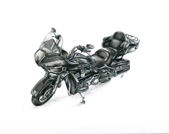 Custom Vehicle Drawing | Motorcycle Art | Personalized Portrait from Photo | Cool Father's Day Gift