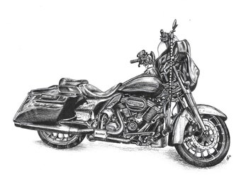 Custom Vehicle Drawing | Motorcycle Art | Personalized Portrait from Photo | Cool Father's Day Gift