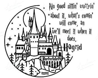 Hagrid Zitat Schloss Silhouette PNG, Zauberer inspiriertes Design (Digitaler Download)
