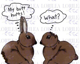 Funny Easter Bunny PNG: Chatty Rabbits Digital Download