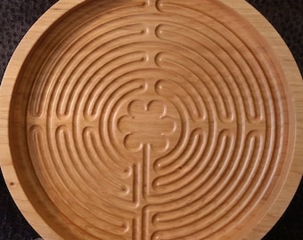 Chartres Labyrinth, Sand Labyrinth, Zen Labyrinth, 8.5 inch Cherry wood, handmade
