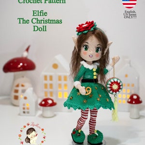 Amigurumi Elf pattern Elfie the Christmas doll crochet girl in English US terms, countdown project image 2