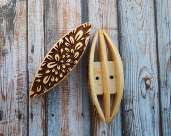 Wood Tatting shuttle for 2 threads Handmade