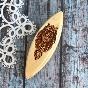 Owl Wooden Tatting Shuttles handmade shuttle frivolite cherry  wood