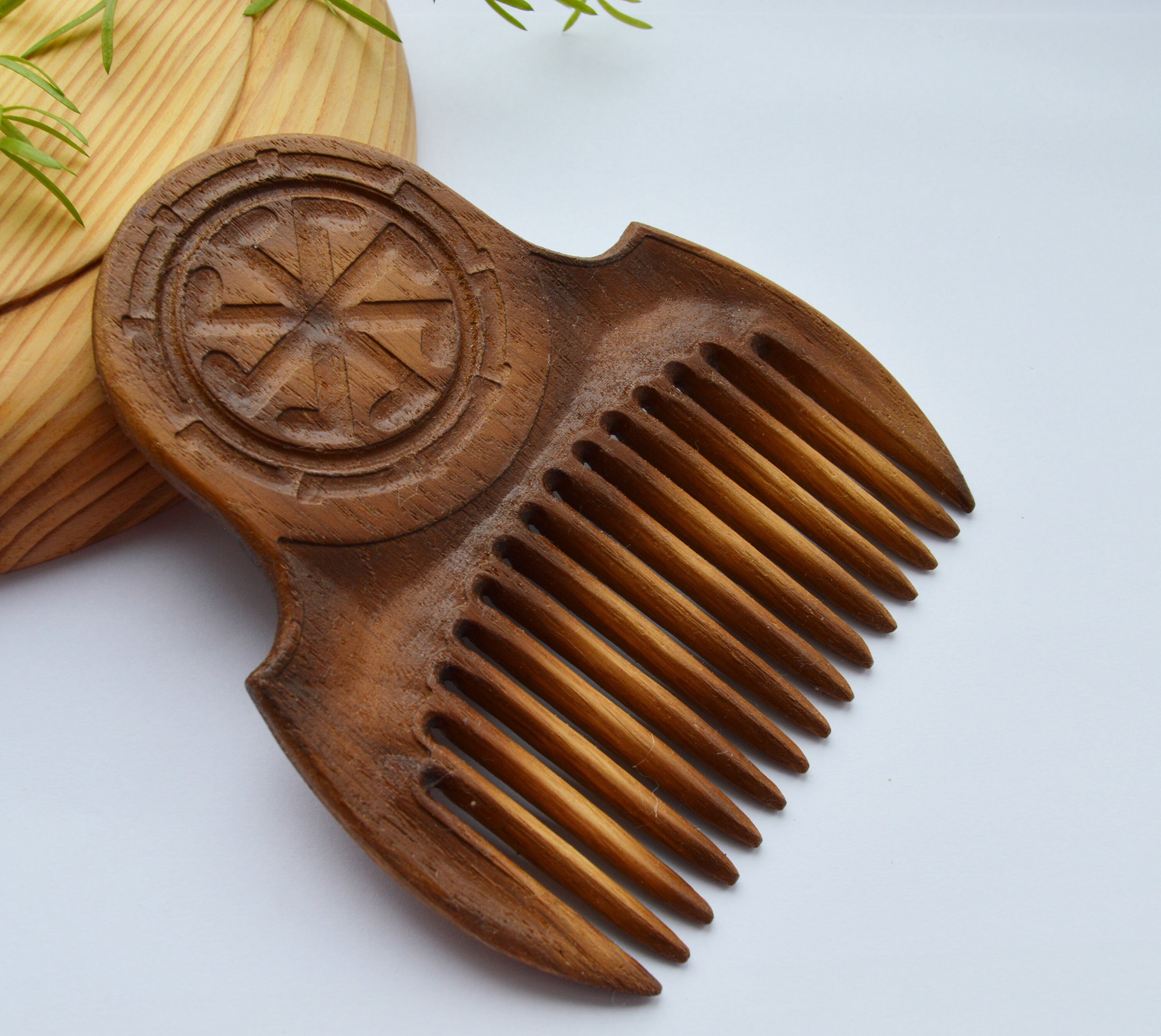 Handmade wooden comb with carving Folk Art Style Wide Tooth Etsy