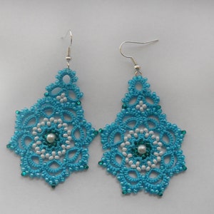 Tatting Earrings lace PDF pattern, tatting jewelry image 2