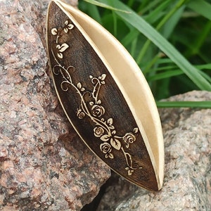 Navetta per chiacchierino in legno realizzata a mano con intaglio di fiori in legno di tiglio Frivolite Superficie 3D pizzo chiacchierino
