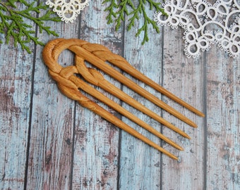 Wooden Hair Stick Dark with carving for women christmas gifts for mom Various Designs Wooden Hair Fork hair pin for thick hair
