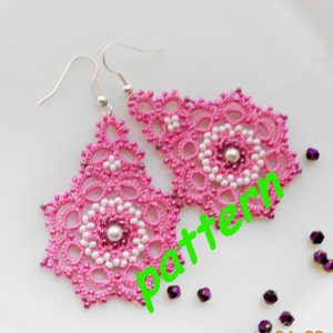 Tatting Earrings lace PDF pattern, tatting jewelry image 1