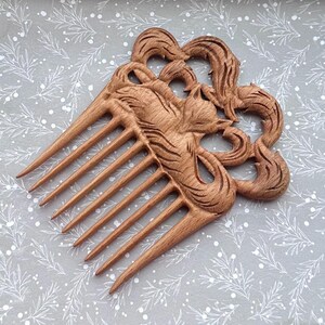 Handmade wooden comb with carving  butterfly  Wide Tooth Comb/ detangle comb