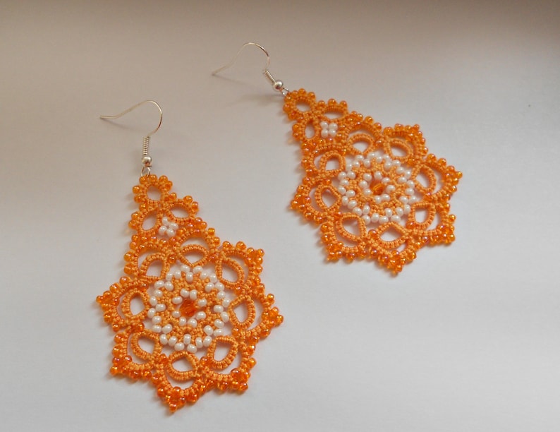 Tatting Earrings lace PDF pattern, tatting jewelry image 3