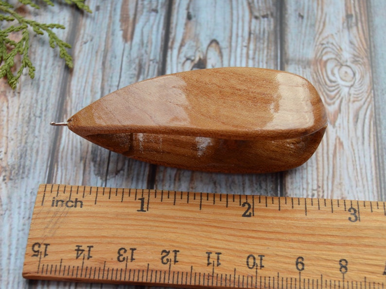 Wooden Tatting Shuttle With Metal Hook Handmade Curved Navette Etsy