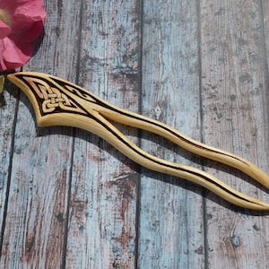 Wooden Carved hair stick / Hair Fork 2 prongs / Hair accessory/ Handmade Hair Pin