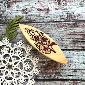 Handmade wood tatting "Roses" shuttle with carving flowers 3D surface floral ornament