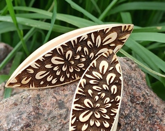 Handmade shuttle tatting with wood carving  flowers 3D surface floral ornament