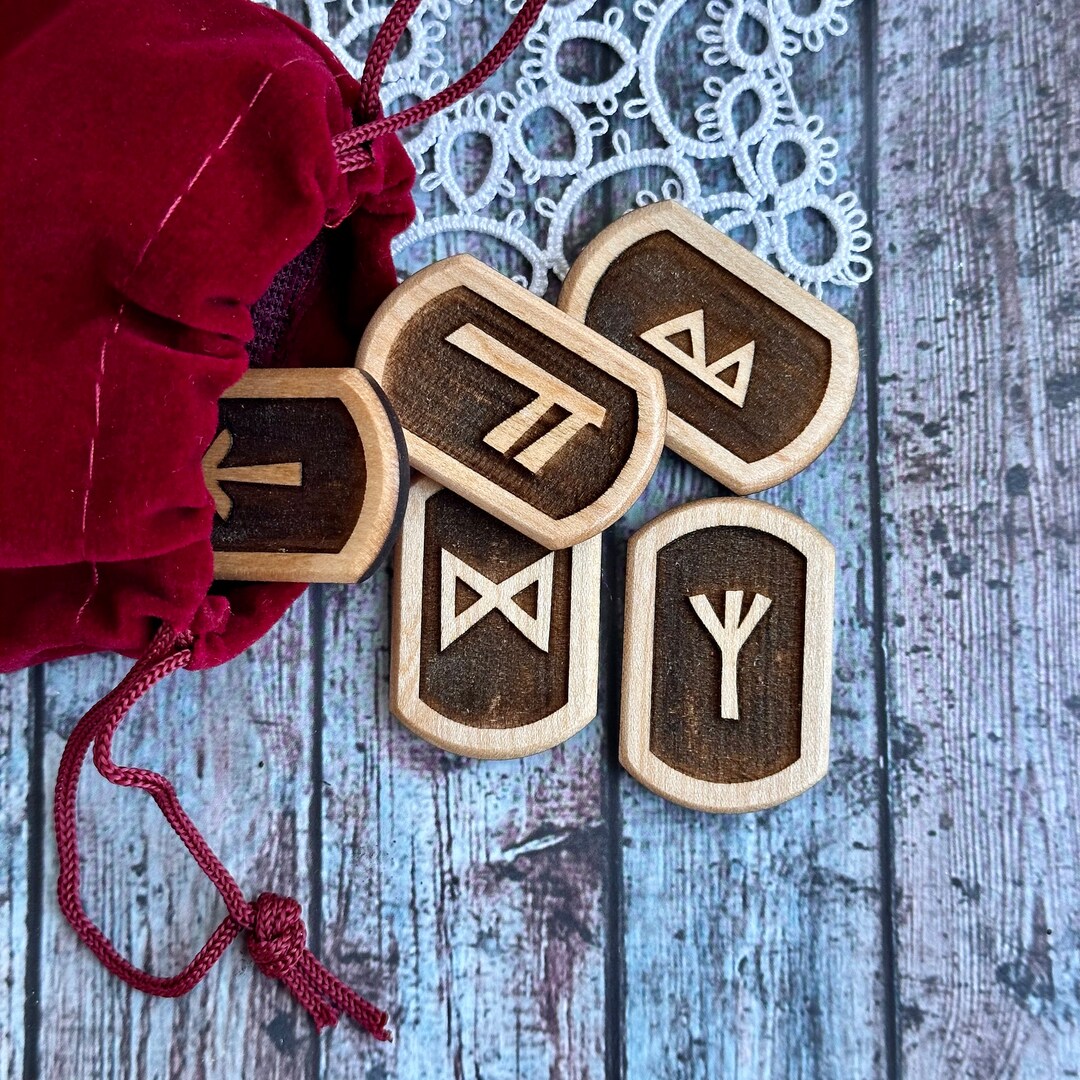 Elder Futhark Wood Rune Oval Set. Norse Runs. Set of 25 - Etsy