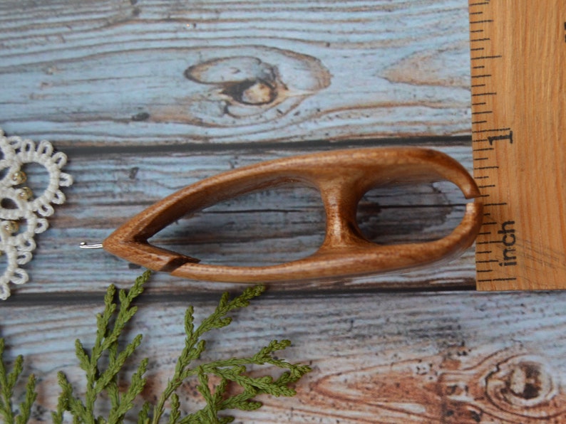 Wooden Tatting Shuttle With Metal Hook Handmade Curved Navette Etsy