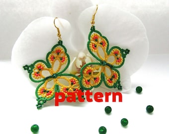 Tatting Pattern Butterfly Lace Earrings PDF Pattern jewelry tutorial