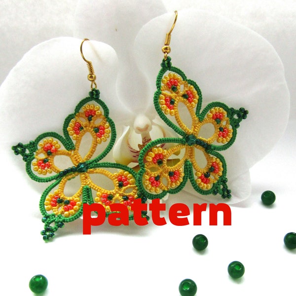 Tatting Pattern Butterfly Lace Earrings PDF Pattern jewelry tutorial