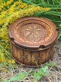 Round Handmade Wooden box Celtic Tree of Life for jewelry, tatting shuttle Life Tree Multipurpose Box Christmas gift product logo