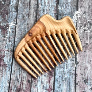 Handmade wooden comb with carving  butterfly  Wide Tooth Comb/ detangle comb