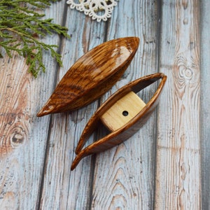 Wooden  Tatting Shuttle Hand Made Wood Frivolite navette oak wood