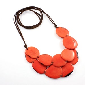 Tagua Nut Necklace in Dark Salmon Classic and Adjustable - Etsy