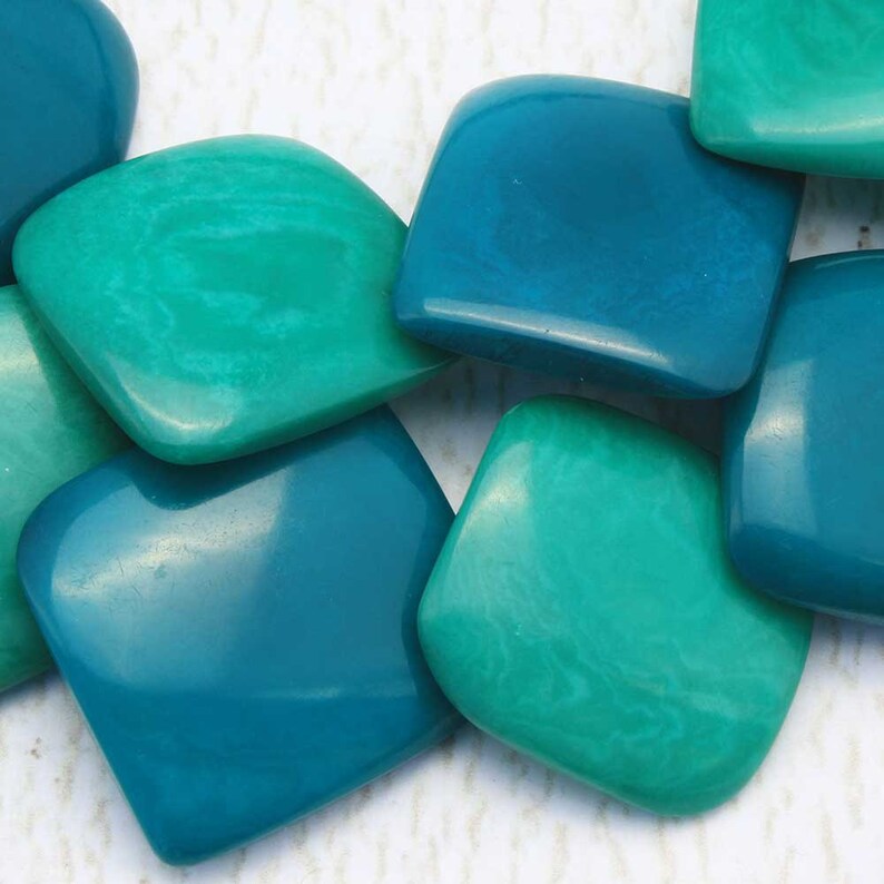 Blue Green Necklace Set Double Strand Necklace Cool Gifts for Women 1750 Blue Bead Necklace Eco Friendly Jewelry made of Tagua Nut