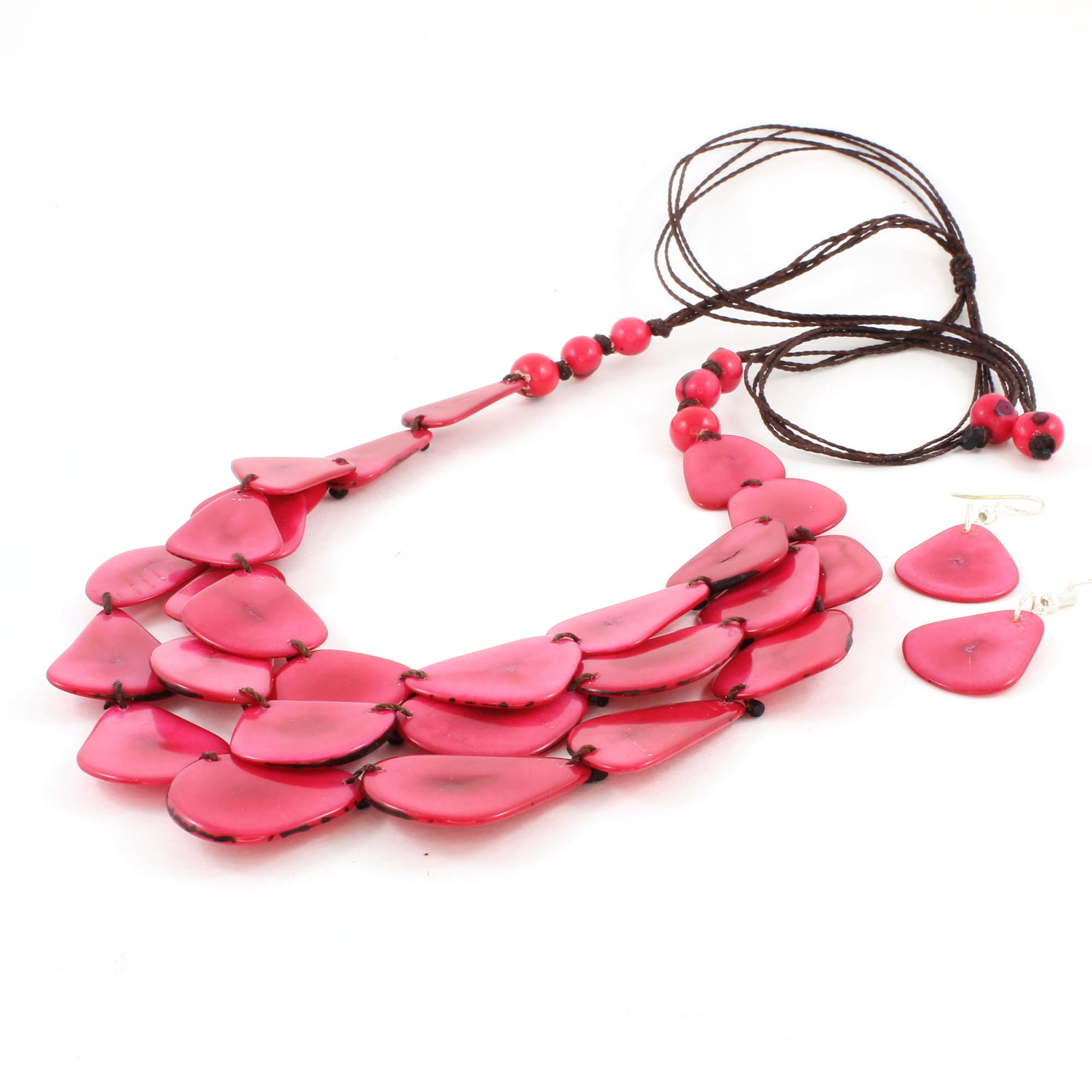 Pink Statement Necklace Made With Tagua Nuts Earrings With - Etsy