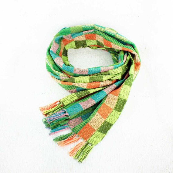 Green Plaid Scarf Fringe Scarf Scarves for Women Womens