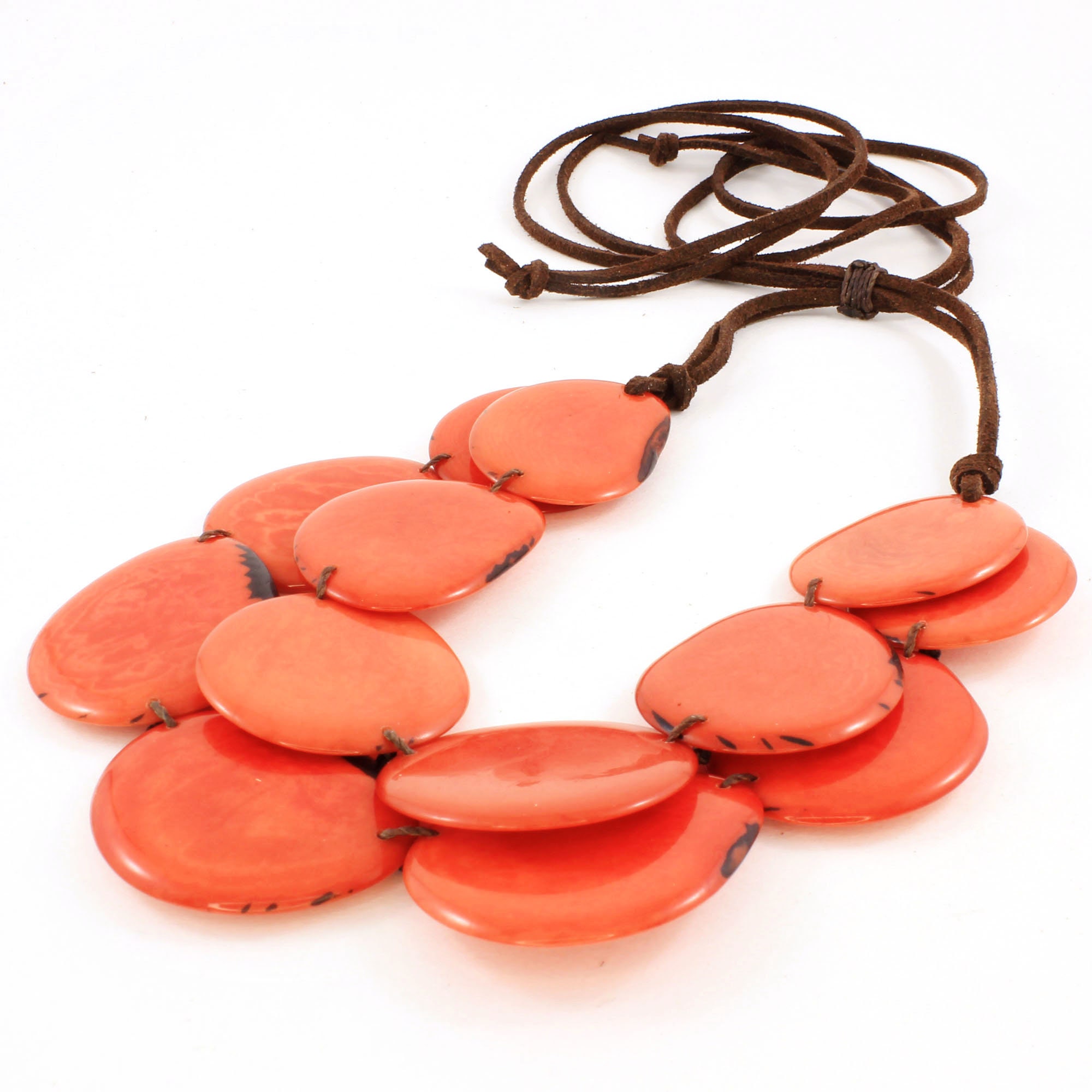 Tagua Nut Necklace in Dark Salmon Classic and Adjustable - Etsy