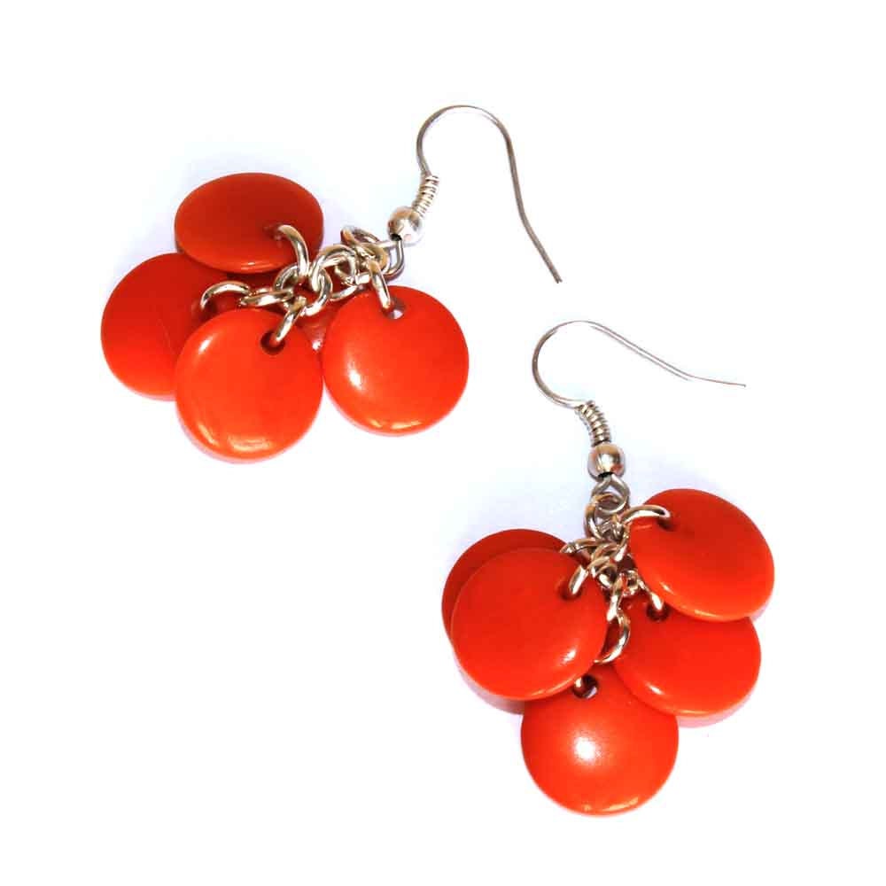 Orange Earrings Cool Earrings Tagua Nut Statement Etsy