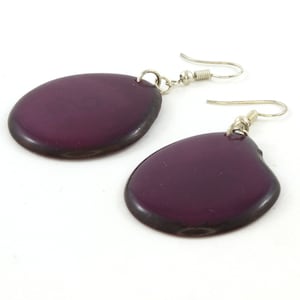 Purple Earrings - Tagua Jewelry - Vegetable Ivory - Statement Earrings - Purple Jewelry - Fair Trade Earrings -  Fuschia Earrings