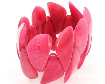 Pink Bracelet made of Tagua - Nut Jewelry - Pink Bangle - Gift Ideas for Women - Wide Bracelet - Pink Chunky Bracelet - Cuff Bangle 2070