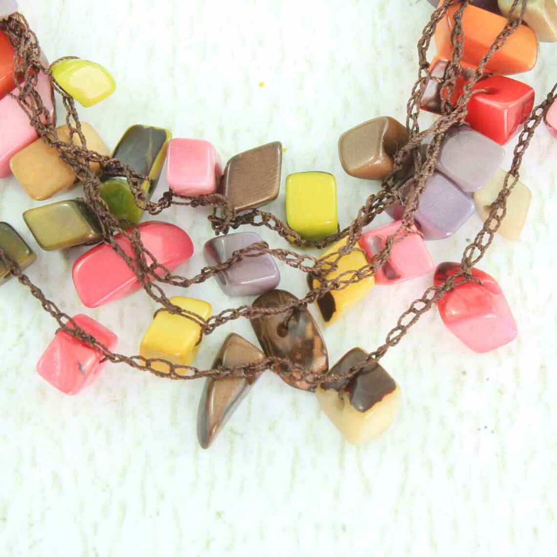Multi Color Necklace Set Crochet Necklace with Tagua Eco Etsy