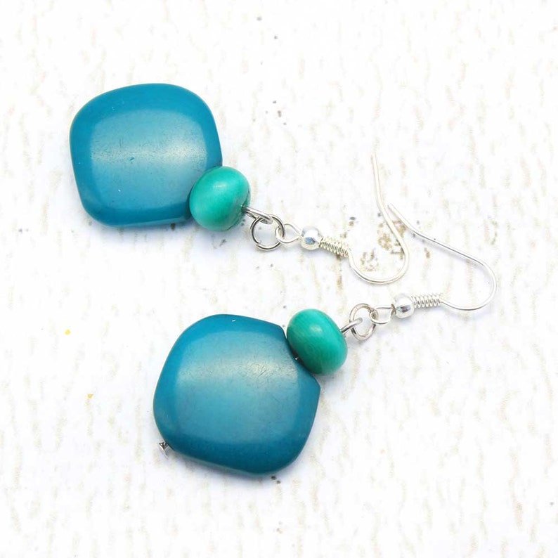 Blue Green Necklace Set Double Strand Necklace Cool Gifts for Women 1750 Blue Bead Necklace Eco Friendly Jewelry made of Tagua Nut