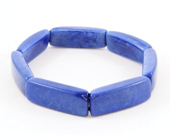 Blue Skinny Bracelet made with Tagua Nut, Great Gift for Mothers Day for Mom or Grandma, Elastic, Fair Trade - Fresh Collection for Her