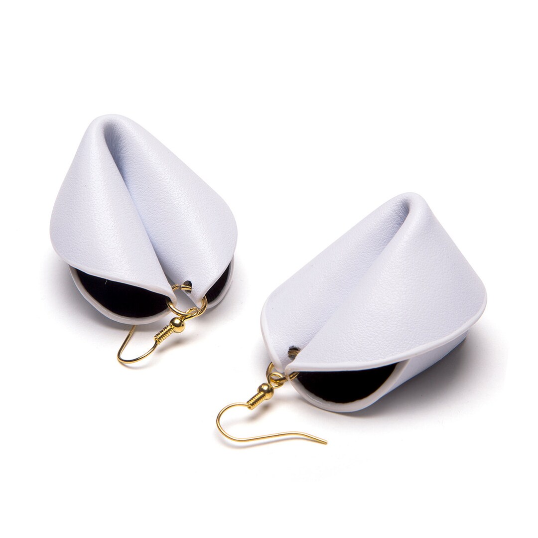 Fortune Cookie Earrings, Leather Earrings, Chinese Culture, Fun Fashion Accessory Etsy