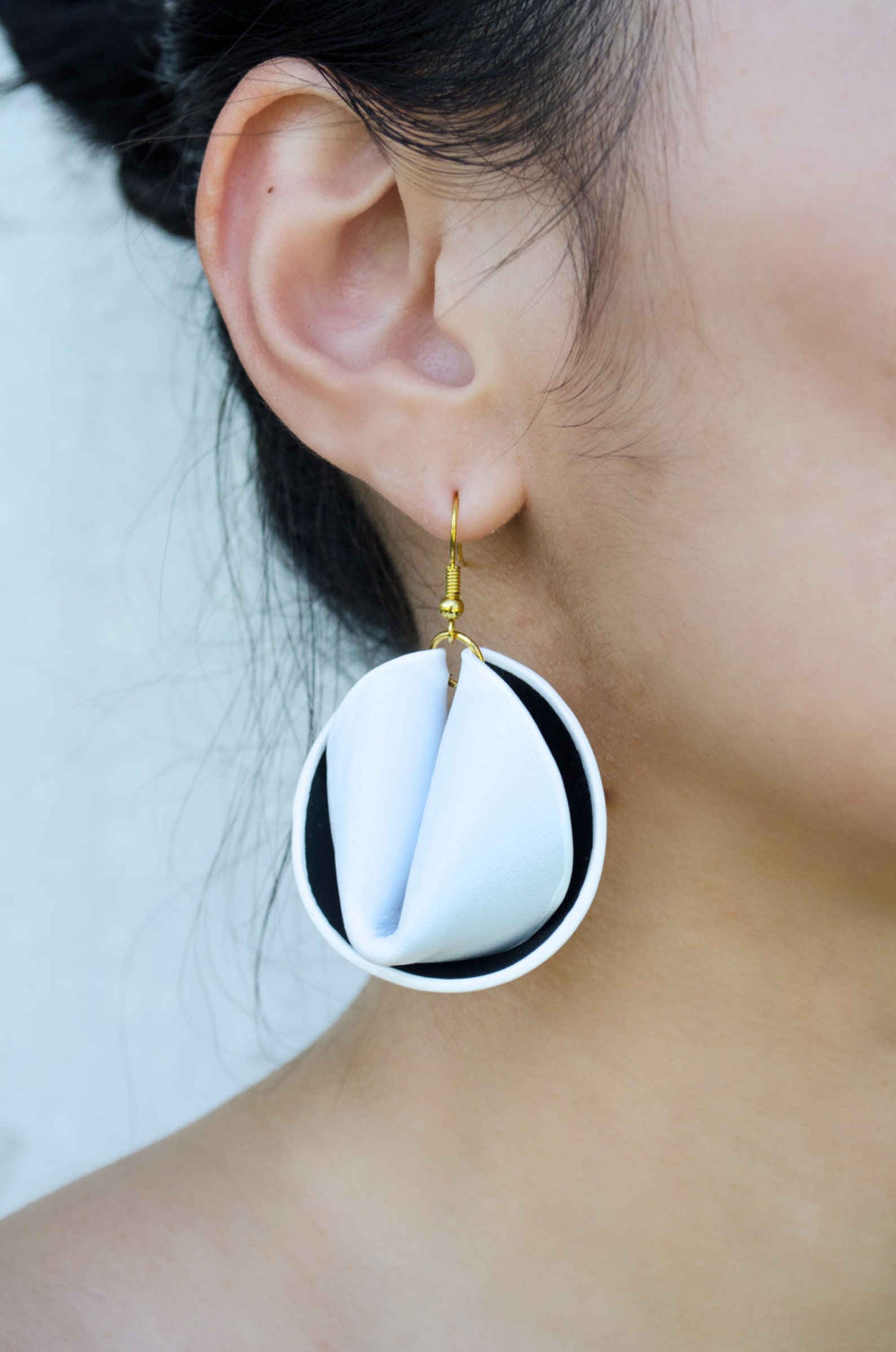 Fortune Cookie Earrings, Leather Earrings, Chinese Culture, Fun Fashion Accessory Etsy