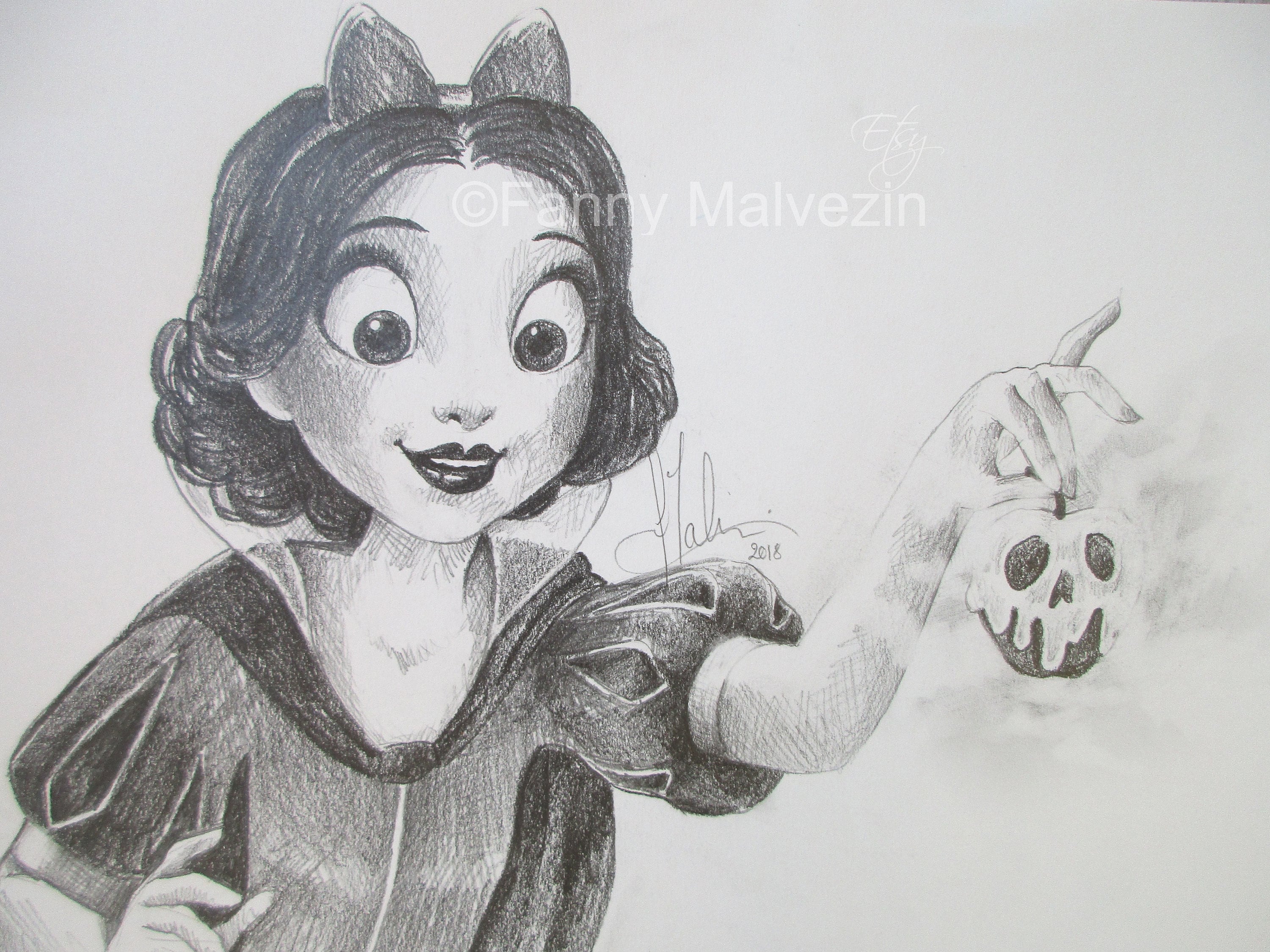 Snow White ralph Breaks the Internet A4 Pencil Drawing - Etsy