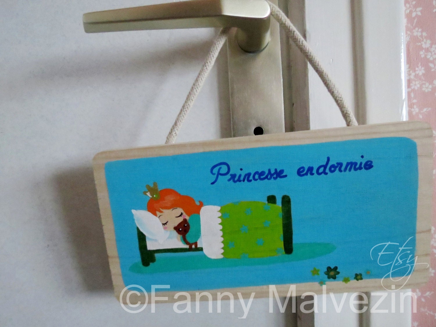 Panneau de Porte Princesse Endormie - Bleu