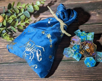 Spelljammer Dice Pouch Handmade Dungeons and Dragons TTRPG Drawstring Bag of Holding Renaissance Faire Festival