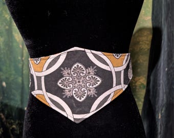 Pally Corset Belt: 27" Underbust Handmade Cosplay Renaissance Faire Festival Accessories Yellow Black Silver Armor Larp Garb Masquerade