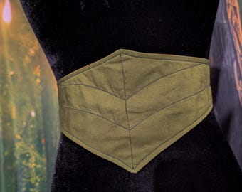 Leaf Reversible Corset Belt: 19" Underbust Handmade Cosplay Renaissance Faire Festival Accessories Green Foliage Cottagecore Druid Fairy