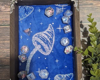 Neverlight Grove Dice Rolling Tray for Tabletop Games Dungeons and Dragons Pathfinder Cottagecore Witchy Druid Handmade Mushrooms Whimsical